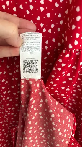 Emery Rose White Heart Print on Red Baby Doll Dress Size Small