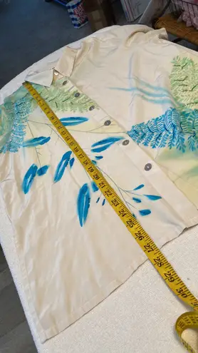 Valenti 100% silk blouse button up bead and sequin embellishments Size large White