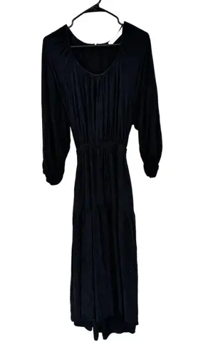 ASTR THE LABEL Long Black Maxi Dress Blouson Sleeves Cutout Button Back Size M Size M