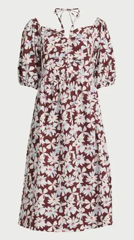 Free Assembly puff sleeve midi floral dress size large Brown