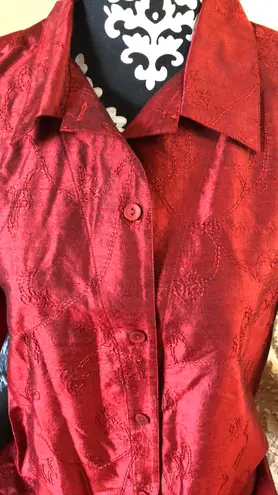 Jaclyn Smith Classic Red Button Down Shirt Medium