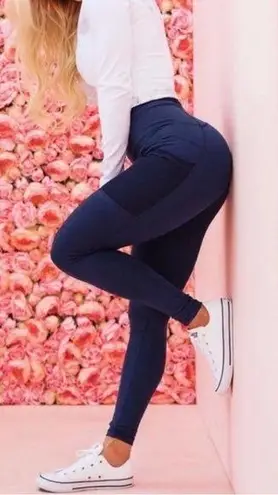 Buffbunny Athena High Rise Full Length Leggings Navy Blue Size Small