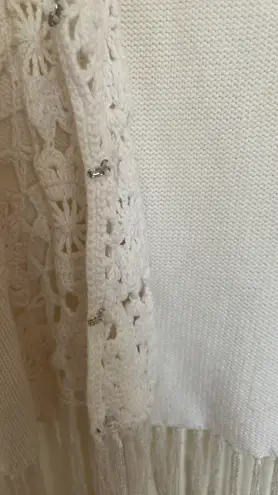 White Boho Fringe Top