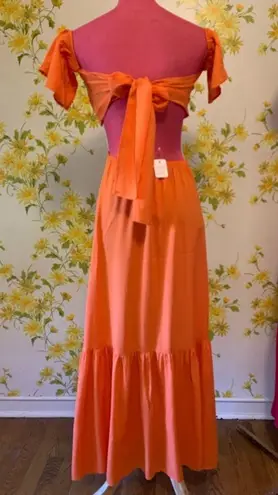 backless tiered maxi beach dress in fuchsia size S/M