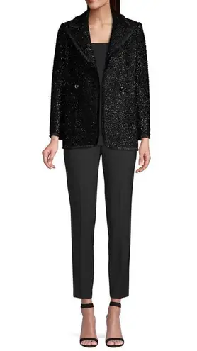 Kate Spade  Tinsel Tweed Black Fringe Double Breasted Blazer NWOT