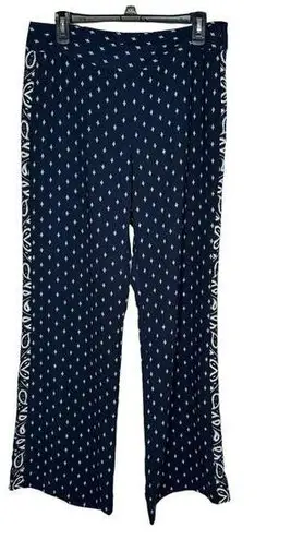 CAbi  Women's Pants Trouser Track Star Bandana Print Wide Leg  Zip Button Size 8