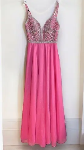 Vienna Prom Dress Pink with Silver Rhinestones Size 2