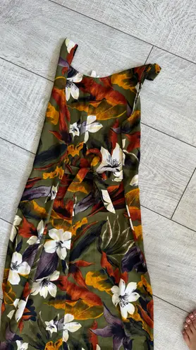Vintage floral jungle tie dress Green