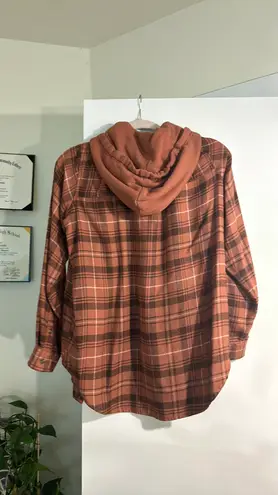 American Eagle Maroon Flannel Hoodie