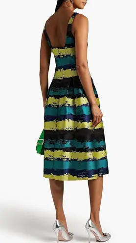 Aidan Mattox Sleeveless Stripe Square Neck A-Line Midi Dress Sz 8