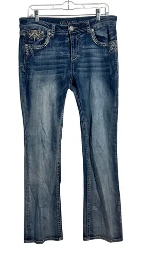 Grace in LA Jeans Women 31 Blue Bling Bootcut Med