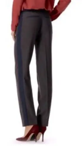 Club Monaco Pants Low Rise Size 00 Gray Black Lamb Leather Wool Tuxedo Stripe