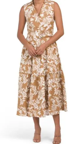 Elie Tahari Tawny Printed LinenTiered Dress With Belt