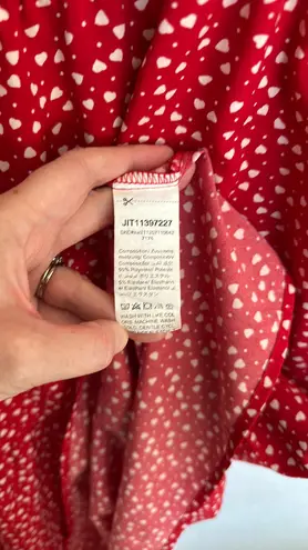 Emery Rose White Heart Print on Red Baby Doll Dress Size Small