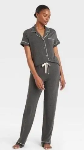 Stars Above Women's Soft Shorts Sleeve Top & Long Pants Pajama Set Dark Gray Medium