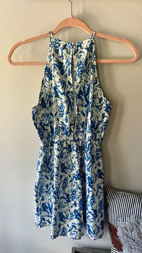 Blue Allover Print Halter Neck Romper Size Small/4