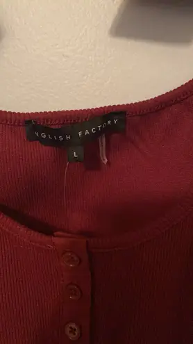 English Factory NEW Mixed Media Henley Tank in Maroon