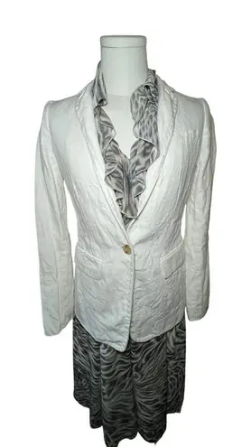 J.Crew Linen Blazer Women 00 White Tailored Casual Work Fall Jacket White