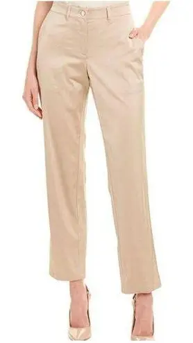 Lafayette 148 New York Size 16 Fulton Champagne Beige Shiny Pant Pockets Women's