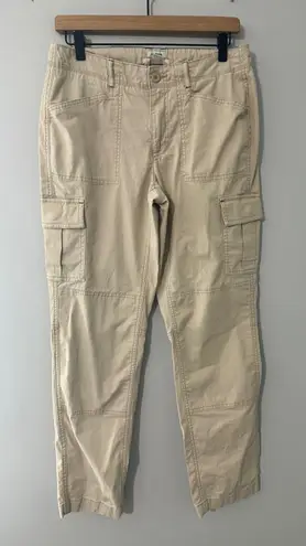 LLBean Favorite Fit Cargo Pants Khaki Women Size 6 Reg Cotton Blend Tan