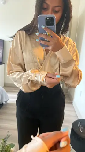 NA-KD Champagne Wrap Top