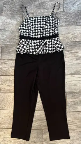 Unique Vintage Jumpsuit Large Houndstooth Jumper NWT size Large 10 12 Peplum - Image 1