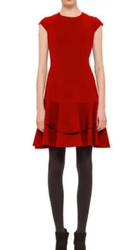 Akris Punto Seam-Paneled Jersey Flounce Dress in Gray size 8