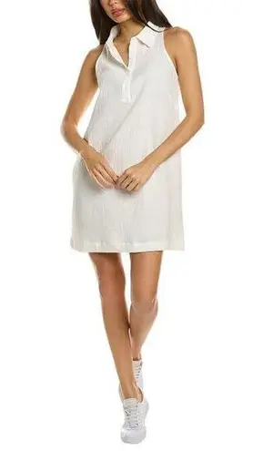 Monrow Gauze Cotton Henley Halter Collared Button Sleeveless Dress White Small
