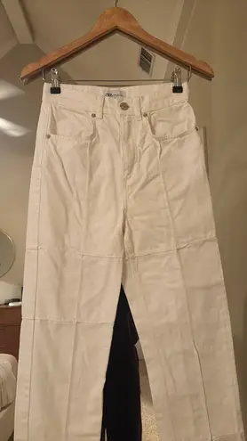 ZARA White Straight Leg Jeans