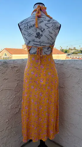 Beach Bunny Saddie bikini cover-up orange floral midi dress size S small NWT