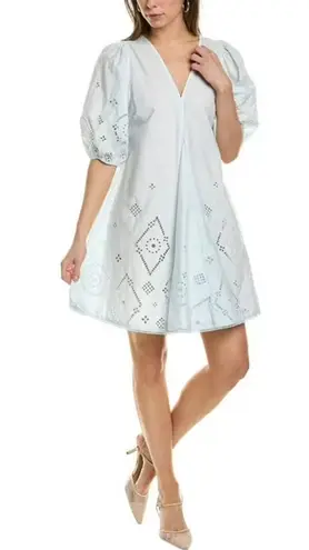 Ganni Broderie Anglaise Mini Dress Blue Size 38 (US 6)