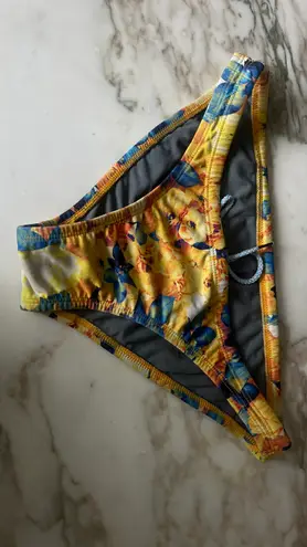 JOLYN Bali Bikini Bottom Yellow Blue Floral Print