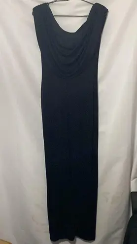 Alex Evenings SIZE 4 BLACK SILVER GLITTERY Sheath Dress w/ DRAPE Cowl Neck