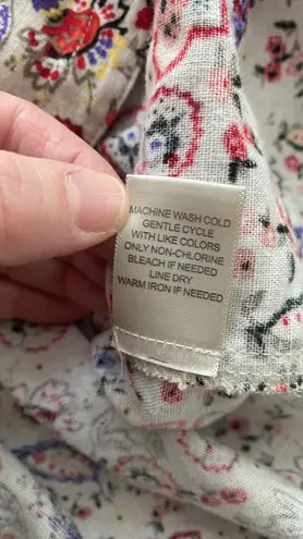 Christopher & Banks button down shirt 3/4 sleeves paisley/floral collar Sz large