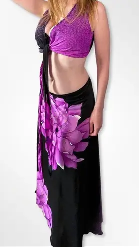 Vintage Hand Sewn Two Piece Cover Up / Outfit Purple Size M