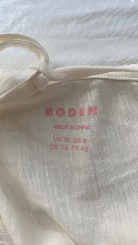 Boden USA Boden blouse short sleeve deep V-neckline front/back tie 100% cotton Sz 8 NWT