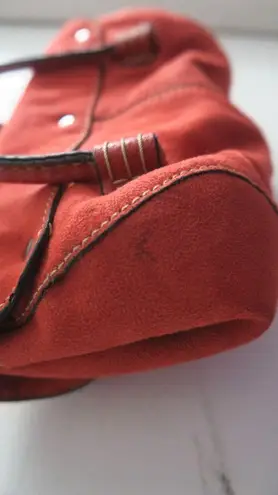 Mini flap over purse handback pocketbook velvety bag in red.