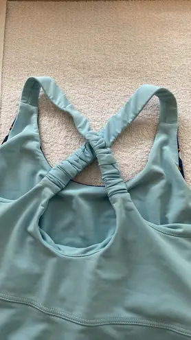 Jerdog workout shirt crisscrossed straps built in bra medallions print Sz small