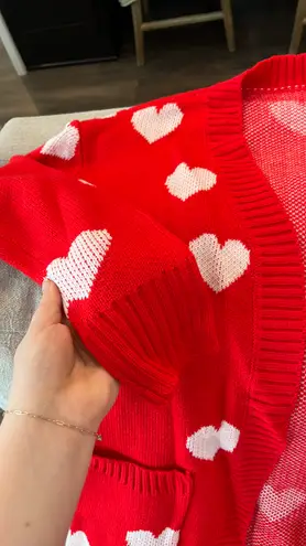 Krush NWT  Kandy Boutique Love Me Or Not Heart Print Cardigan S-XL Red