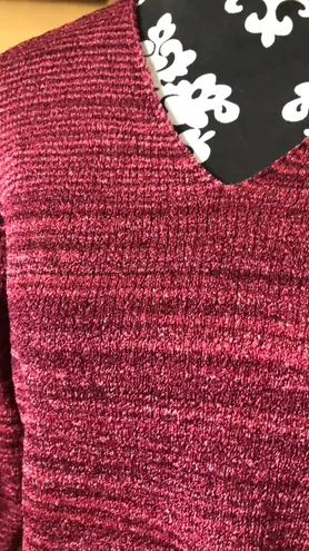 JM Collection Pink/Purple V-Neck Knit Top Size L