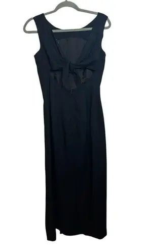 Donna Ricco Vintage Classic Black Tie Back Formal Midi Dress