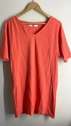 Susana Monaco Stretch Knit Seamless Shirt Dress Coral size M