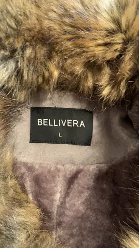 EUC Bellivera grey faux suede leather jacket with removable collar size large Gray