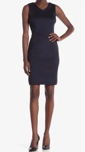 T Tahari Women’s Scuba Sheath Sleeveless Dress Size 14 Navy Crisscross Back