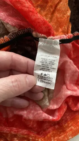 Love j blouse short sleeve ruched sides sheer super soft round neckline Sz L NWT