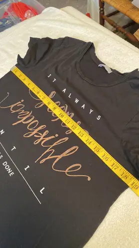 ZARA T-shirt “It always seems impossible until it is done” on front Size small