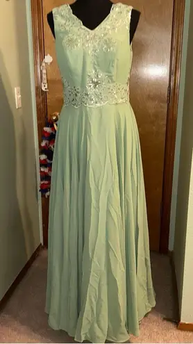 Light green Mother of the Bride long dress optional jacket appliqué sequins 8