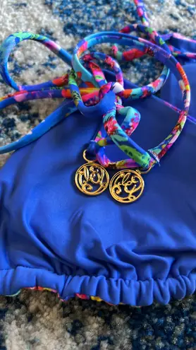 Luli Fama Water Blossoms Triangle Top in Multicolor XS