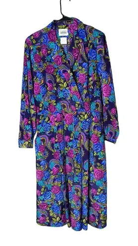 Leslie Fay Vintage Classics By 80s Floral Paisley Print Dress Size 14 petite