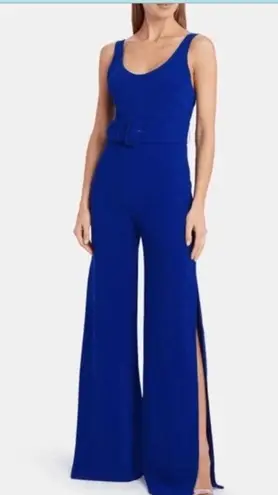 Jonathan Simkhai Belted Crepe Wide Leg Jumpsuit in Royal Blue Size 8